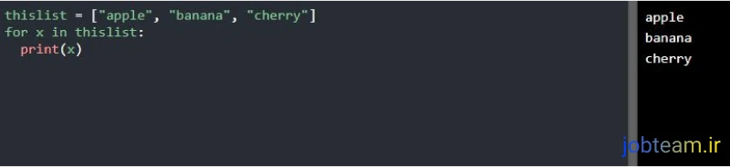 پیمایش لیست ها (Lists) با حلقه for در پایتون (Python) پیمایش لیست ها (Lists) با حلقه for در پایتون (Python)