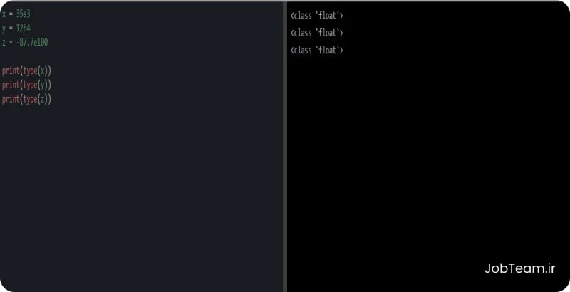 نوع داده عددی float در پایتون توان e