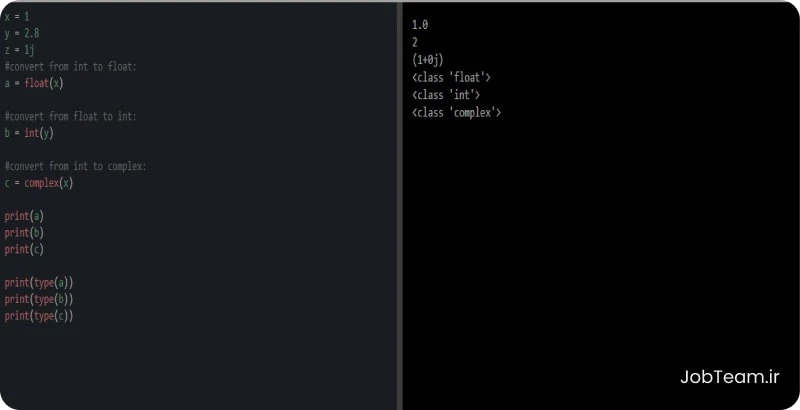 تبدیل نوع عددی در پایتون