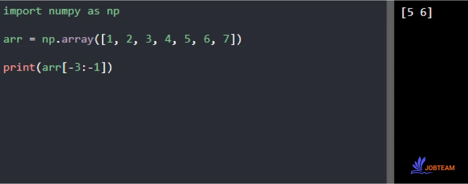 برش آرایه از انتها با نامپای در پایتون برش آرایه از انتها با نامپای در پایتون