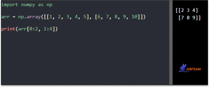 برش آرایه های 2 بعدی با نامپای پایتون برش آرایه های 2 بعدی با نامپای پایتون
