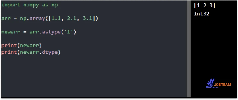 تبدیل نوع داده در آرایه های موجود با نامپای تبدیل نوع داده در آرایه های موجود با نامپای