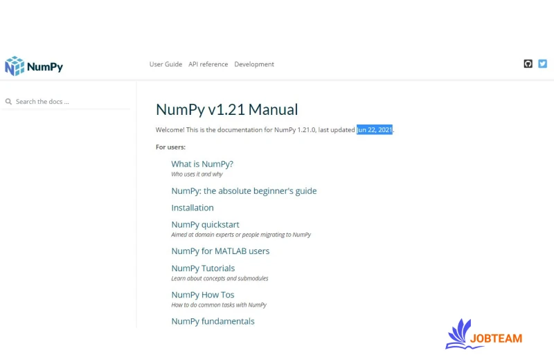 مستندات ماژول NumPy در پایتون (Python) مستندات ماژول نامپای NumPy در پایتون (Python)