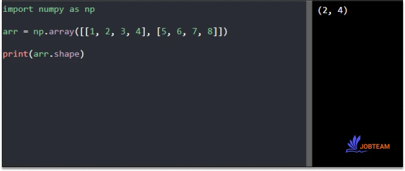 بدست آوردن شکل یک آرایه یا تعداد بعد در نامپای پایتون بدست آوردن شکل یک آرایه یا تعداد بعد در نامپای پایتون