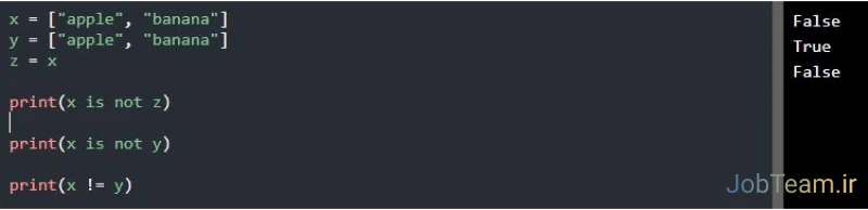 عملگر is not در پایتون (Python) عملگر is not در پایتون (Python)