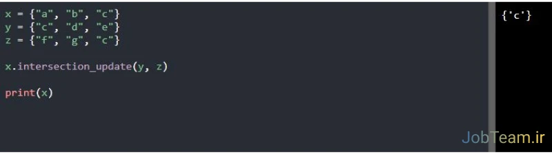 متد ()intersection_update نوع داده ای set در پایتون (Python) متد ()intersection_update نوع داده ای set در پایتون (Python)