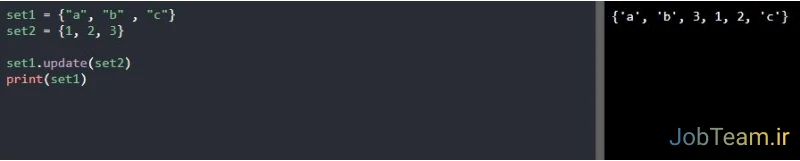 متد update() برای ادغام دو set در پایتون (Python)