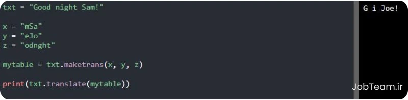 متد maketrans در پایتون (Python) متد maketrans در پایتون (Python)