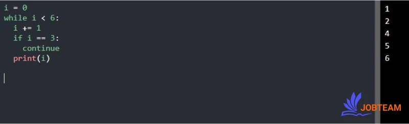 دستور continue حلقه while در پایتون (Python)