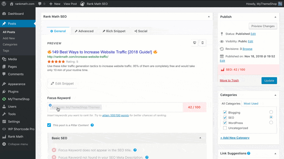 امکانات افزونه رنک مث  امکان استفاده از سه حالت آسان، پیشرفته و پرو در افزونه رنک مث