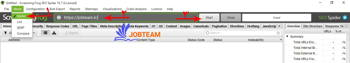 استفاده از اسکریمینگ فراگ برای ساخت سایت مپ یا نقشه سایت مرحله 1 استفاده از اسکریمینگ فراگ برای ساخت سایت مپ یا نقشه سایت مرحله 1