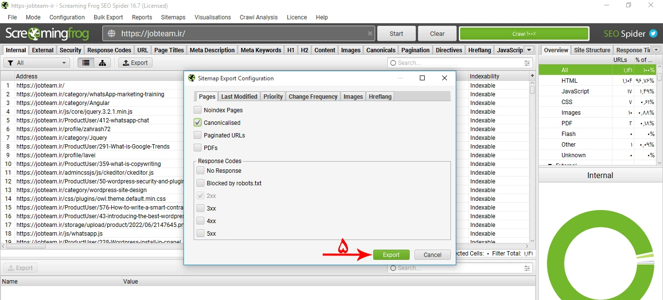 استفاده از اسکریمینگ فراگ برای ساخت سایت مپ یا نقشه سایت مرحله 3 استفاده از اسکریمینگ فراگ برای ساخت سایت مپ یا نقشه سایت مرحله 3
