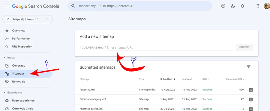 نحوه معرفی نقشه سایت یا سایت مپ در سرچ کنسول نحوه معرفی نقشه سایت یا سایت مپ در سرچ کنسول به صورت تصویر و در 3 مرحله