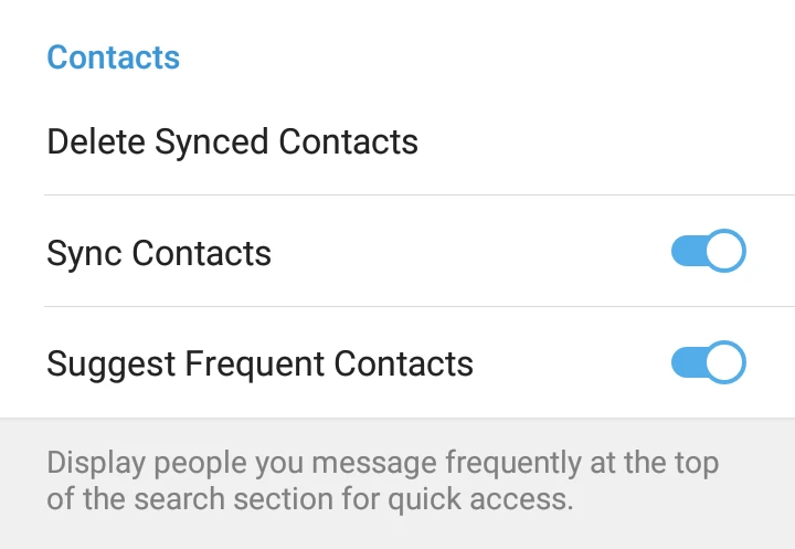قسمت CONTACTS تلگرام قسمت CONTACTS تلگرام