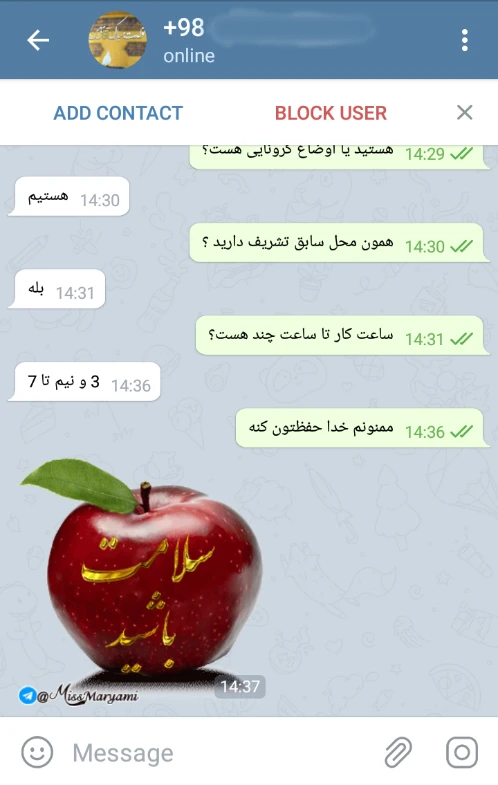 شروع گفتگو در تلگرام شروع گفتگو در تلگرام