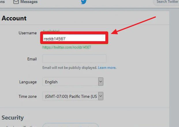انتخاب نام کاربری توییتر