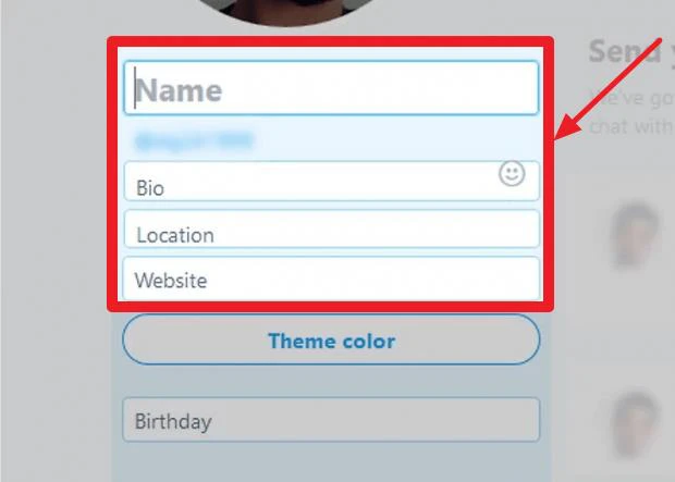 تکمیل اطلاعات حساب توییتر