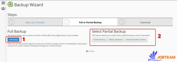 آموزش بکاپ گیری در وردپرس از طریق ویزارد cpanel مرحله 2 آموزش بکاپ گیری در وردپرس از طریق ویزارد cpanel
