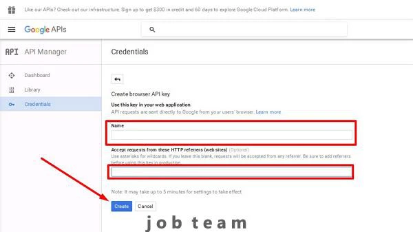 پر کردن فیلدهای مربوطه برای دریافت Api Key گوگل مپ پر کردن فیلدهای مربوطه برای دریافت Api Key گوگل مپ
