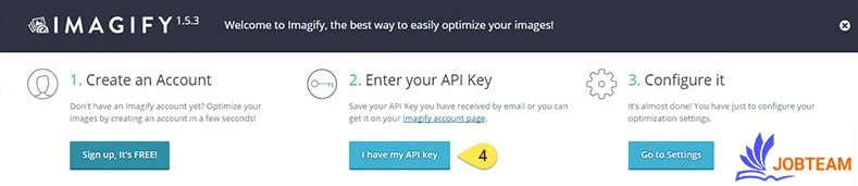 مرحله دوم نصب و راه اندازی افزونه Imagify