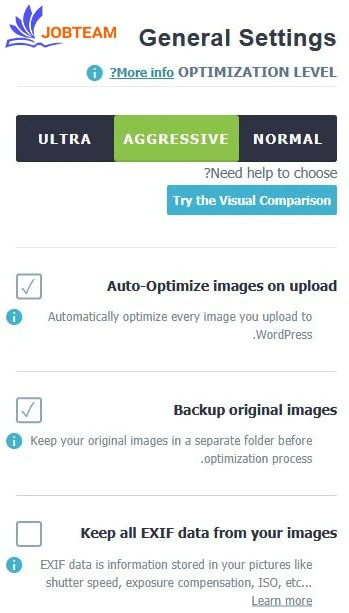 تنظیمات عمومی افزونه Imagify