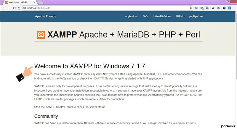 آموزش نصب وردپرس با استفاده از xampp مرحله 11  آموزش نصب وردپرس با استفاده از xampp مرحله 11
