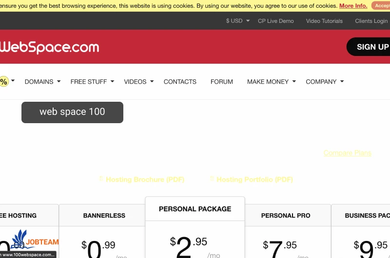 100 web space 100 WebSpace دارای لیست طولانی از ویژگی ها از جمله نصب سریع و خودکار وردپرس و سایر اسکریپت های PHP است.