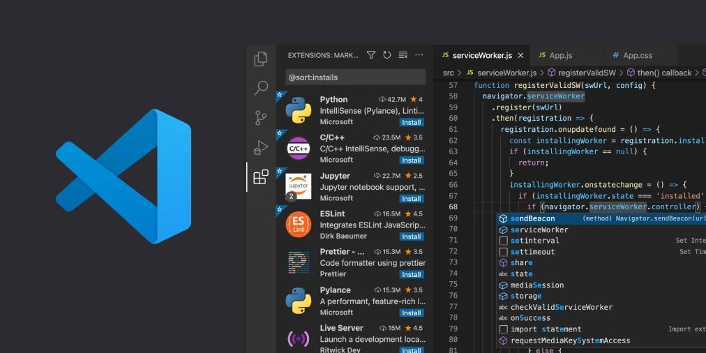 مناسب ترین برنامه ویرایشگر متن یا IDE: ویرایشگر Visual Studio Code